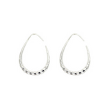 Isles & Stars Textured Oval Shape Brass Earrings - Silver or Gold