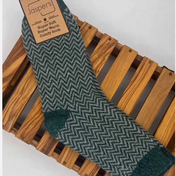 Jasper's Herringbone Men's Socks - Green/Grey