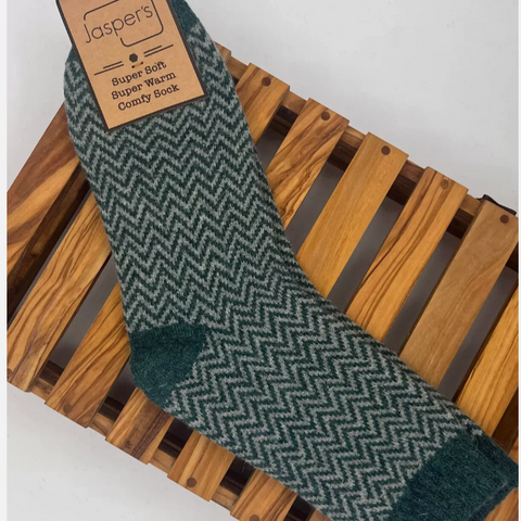 Jasper's Herringbone Men's Socks - Green/Grey