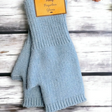 Jess & Lou Plain Knit Fingerless Gloves - Cornflower