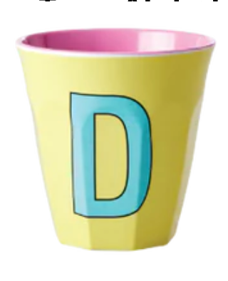 Melamine Two Tone Alphabet Cups - A to Z