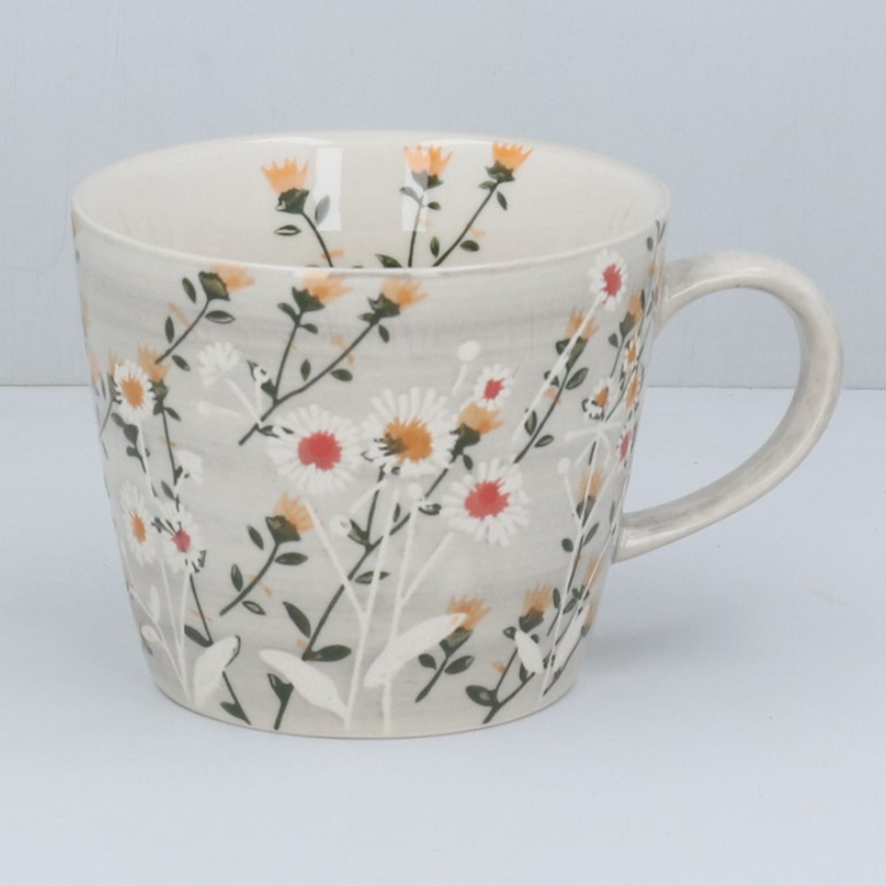 Gisela Graham Light Grey Wild Daisy Mug