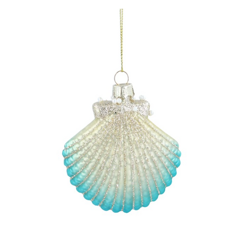 Turquoise  / Gold Antique Shell Decoration with Pearls