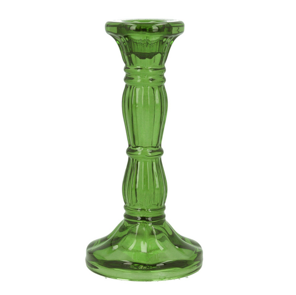 Green Glass Moulded Candlestick