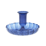 Blue Glass Candlestick Dish