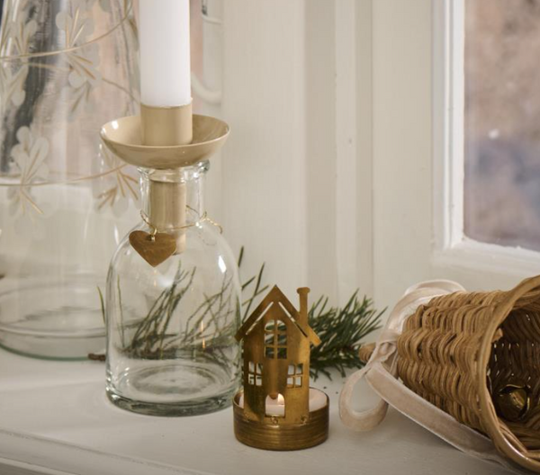 Gloria Tealight Holder House - Brass