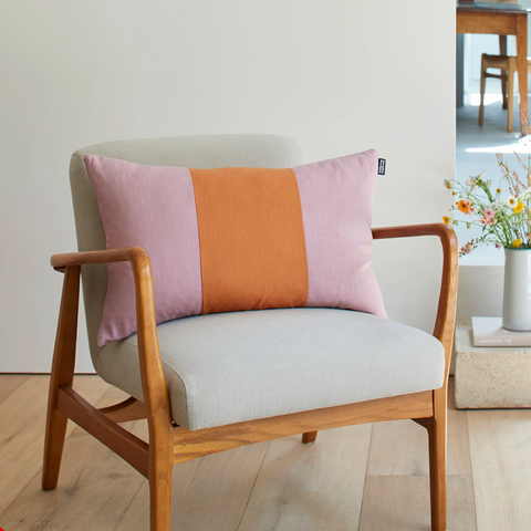 Cathrine Colebrook - Triple Colour Block Linen Cushion - DUSKY/ GINGER