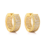 White Leaf Multi Row Cubic Zirconia Hoop - Gold