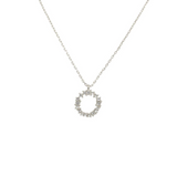 White Leaf - Crystal Cluster Circle Necklace Silver
