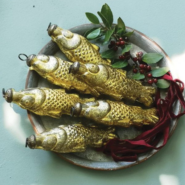 Gold Glass Fish Decoration