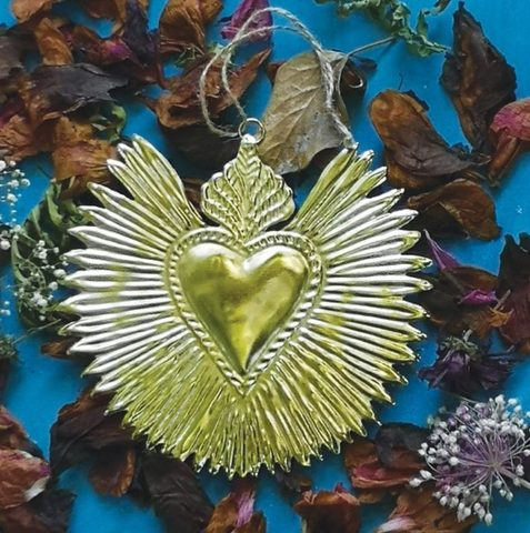 Heart with Wings Mexicana Antique Gold