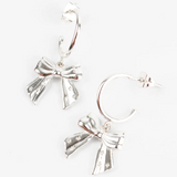 My Doris Silver Hoop Bow Earrings