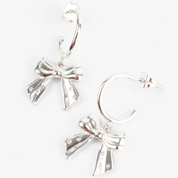 My Doris Silver Hoop Bow Earrings