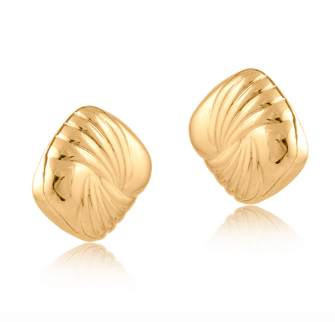 Big Metal Sophia Ripple Stud Earrings