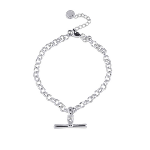 Big Metal London Octavia T Bar Chain Bracelet - Silver