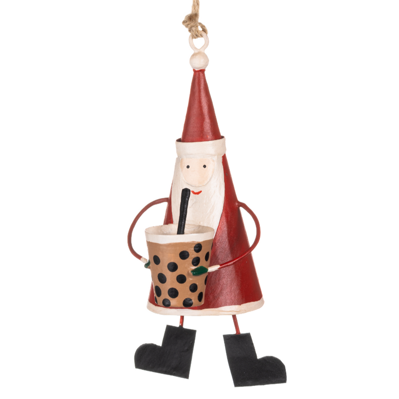 Shoeless Joe Bubble Tea Santa Hanging Decoration