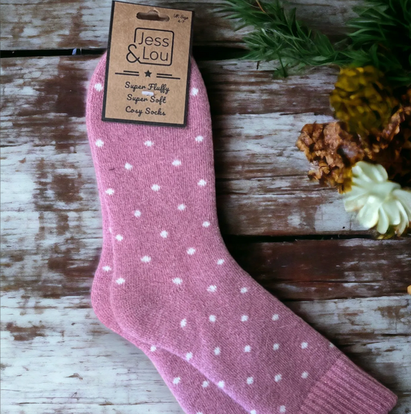 Jess & Lou Delightful Dots Ribbed Pink Socks