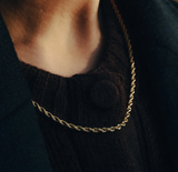 Nordic Muse - Gold Rope Twist Chain Necklace, Waterproof