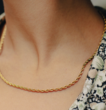 Nordic Muse - Gold Rope Twist Chain Necklace, Waterproof