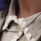 Nordic Muse - Silver Rope Twist Chain Necklace, Waterproof