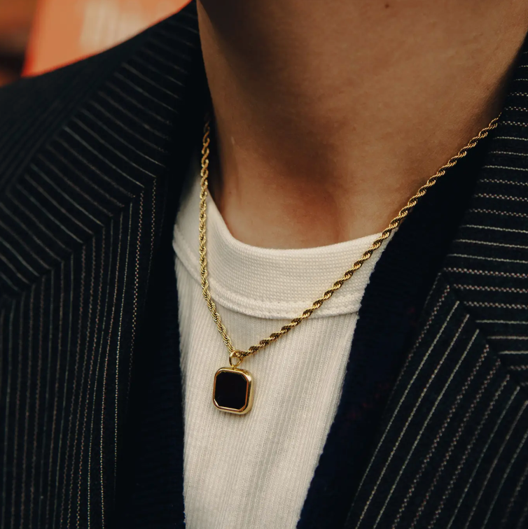Nordic Muse Gold Rope Chain Pendant Necklace, Waterproof