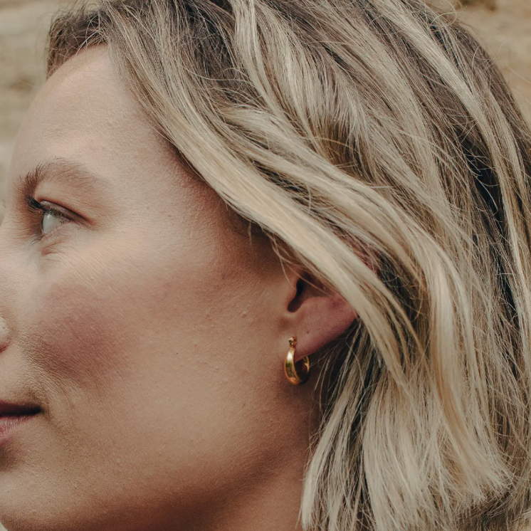 Nordic Muse Gold Mini Crescent Hoop Earrings, Waterproof