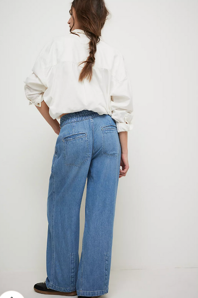 Free People Dakota Cinched Pull-On Jeans - Vine