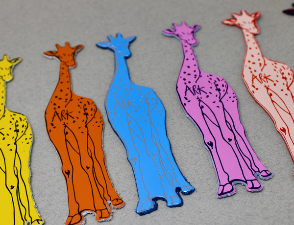 Giraffe Shaped Leather Bookmark - Orange