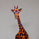 Giraffe Shaped Leather Bookmark - Orange