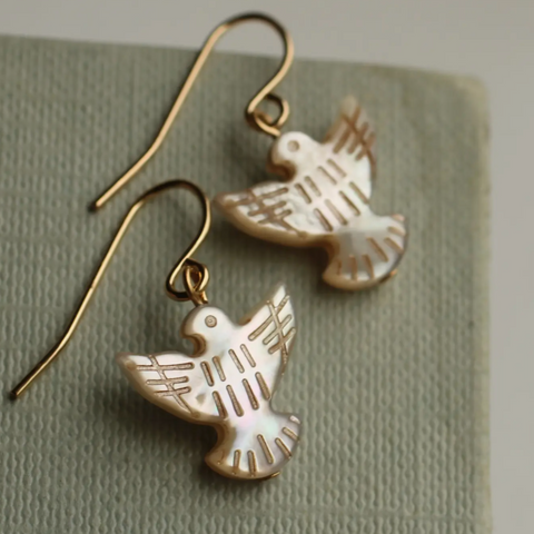 Silk Purse, Sows Ear Pearl Dove Earrings