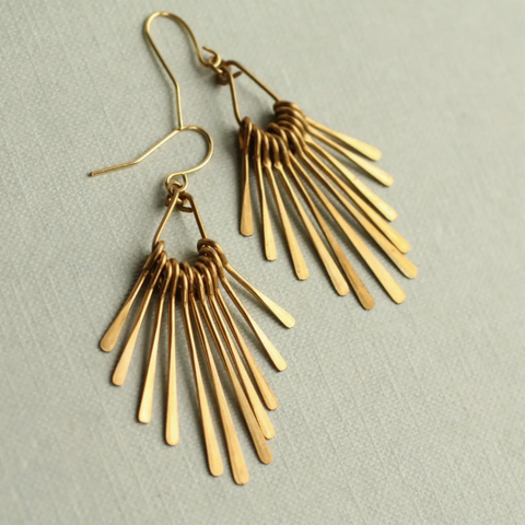 Silk Purse, Sows Ear Art Deco Gold Fringe Earrings