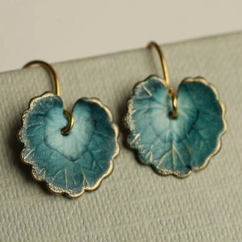 Silk Purse, Sows Ear Navy Blue Leaf Earrings