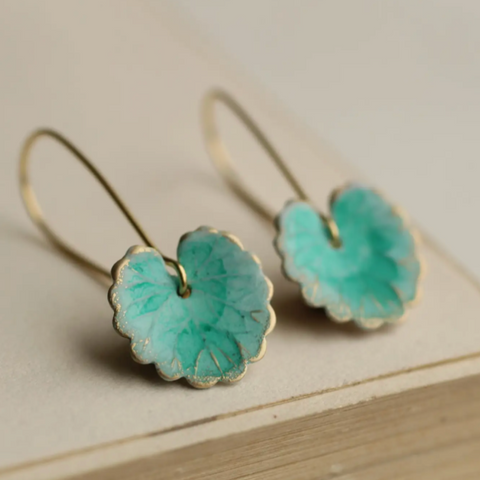 Silk Purse, Sows Ear Seafoam Turquoise Leaf Earrings