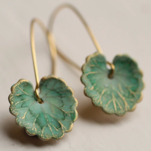 Silk Purse, Sow's Ear Green Clover Leaf Earrings