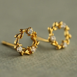 Silk Purse, Sows Ear Gold Wreath Circle Stud Earrings