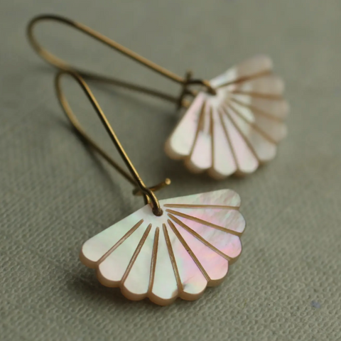 Silk Purse, Sow's Ear Mother of Pearl Scallop Earrings