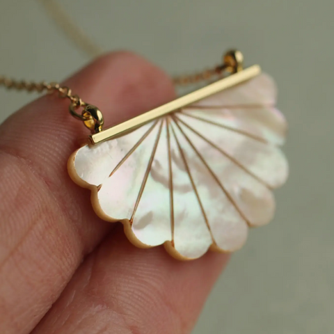 Silk Purse, Sow's Ear Mother of Pearl Scallop Necklace