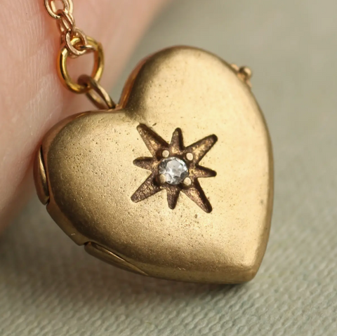 Silk Purse, Sow's Ear Vintage Heart Locket with Star
