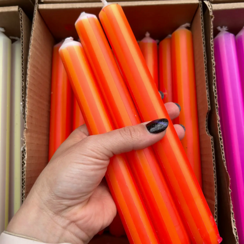 Orange & Red Pinstripe Candle