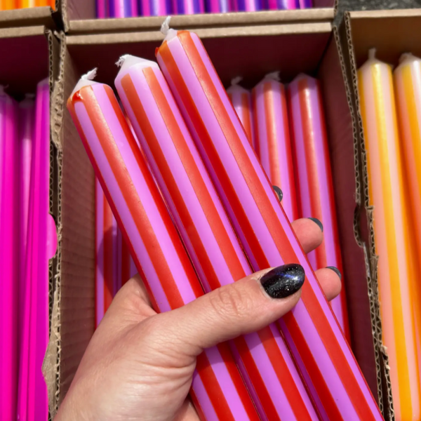 Pink & Orange Pinstripe Candle