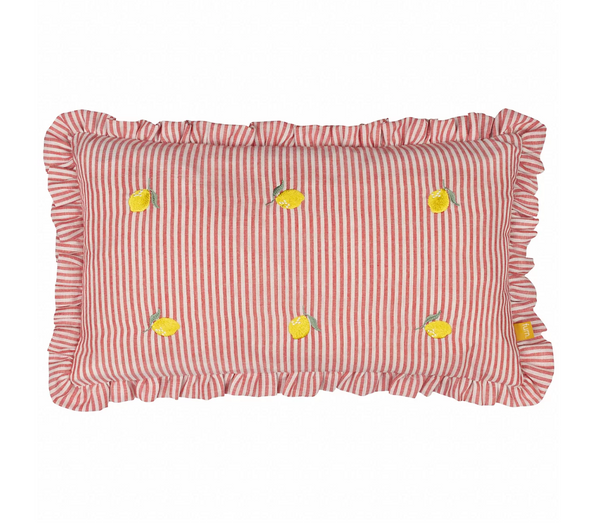 Les Fruites Embroidered Ruffle Cushion - Lemons