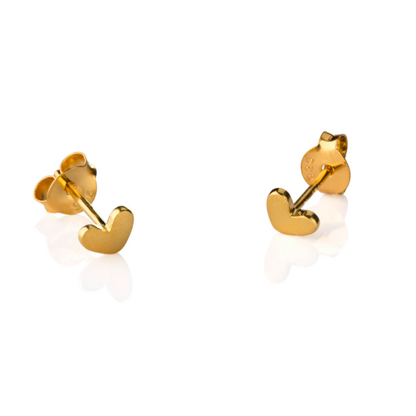 One & Eight Gold Tiny Brushed Heart Studs