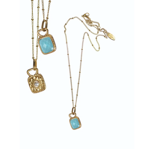 Hot Tomato Double Sided Dolly Drop - Stainless - Golden / Turquoise / Pearl