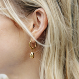 Nordic Muse Gold Drop Hoop Earrings, Waterproof