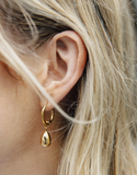 Nordic Muse Gold Drop Hoop Earrings, Waterproof