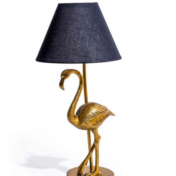 Antique Gold Flamingo Lamp w/ Black shade