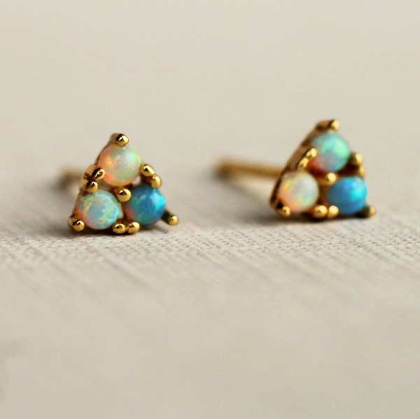 Silk Purse, Sows Ear Turquoise Trio Opal Stud Earrings