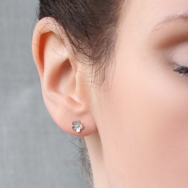 Silk Purse, Sow's Ear Sakura Flower Sterling Silver Stud Earring