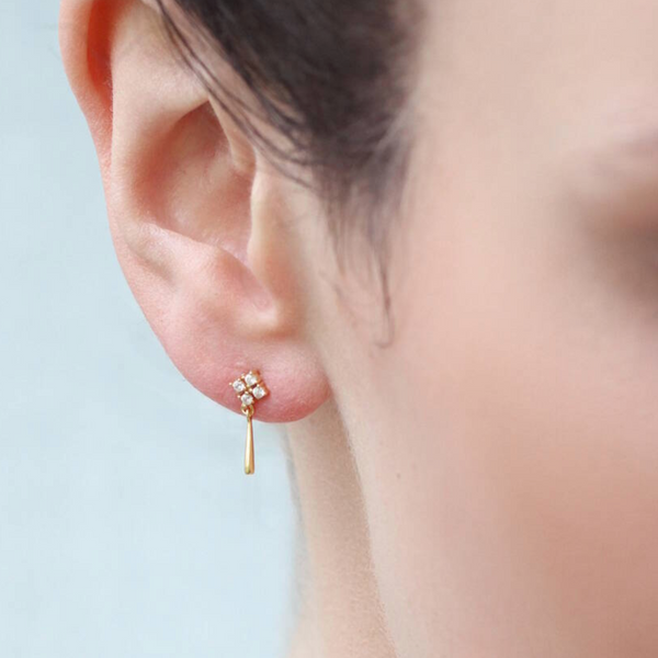 Silk Purse, Sow's Ear Edwardian Gold Drop Stud Earrings