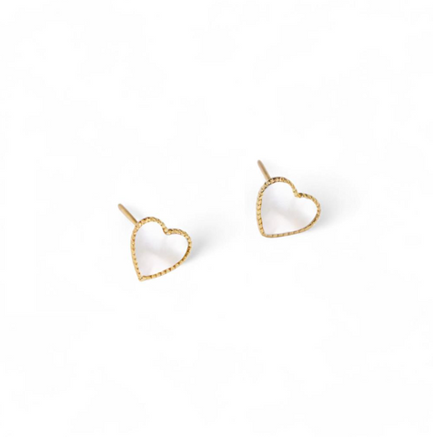 Consortium -  Mother Of Pearl Heart Earring In Gold